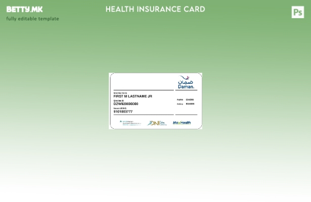 Шаблон за картичка за здравствено осигурување од ОАЕ во модерен стил